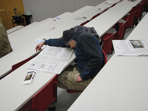 student sleeping in class